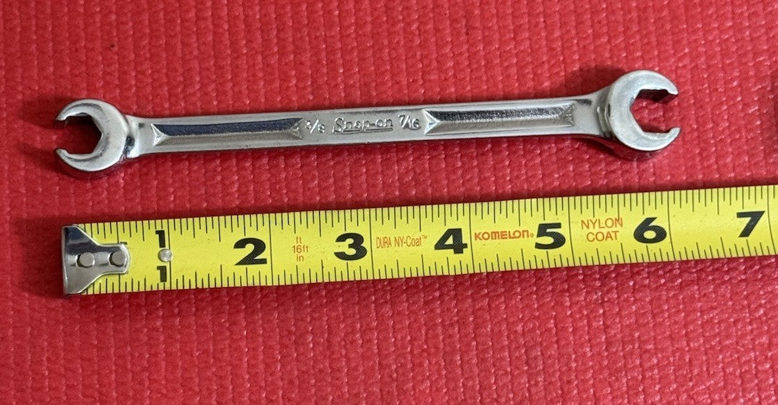 Snap-on Tools Long Chrome Flare Nut Wrench RXH1214S 3/8" x 7/16" 6 Pt 5.75" USA