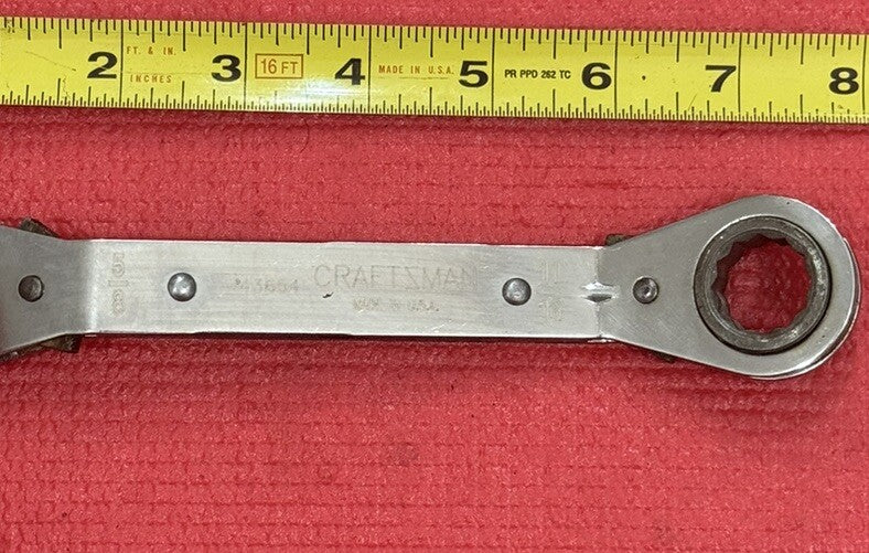 Craftsman 43654, SAE 5/8" X 11/16" Ratcheting Offset Box Wrench 12PT Made in USA