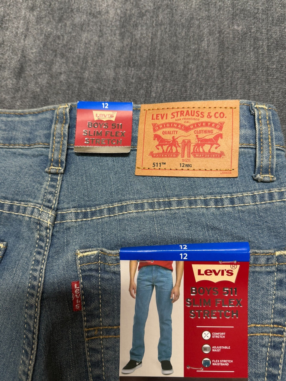 NWT Levi's 511 Slim Flex Stretch Jeans Boys 12 West Lake Comfort Stretch Pockets
