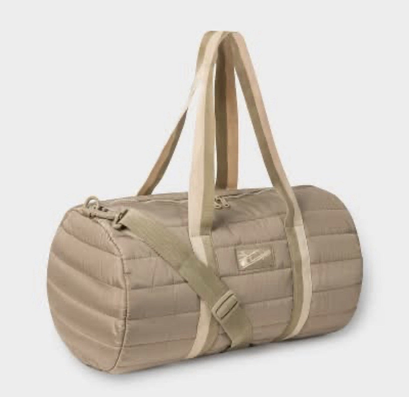 NWT Champion Billie Quilted Duffel Bag Beige Puffer Weekender Gym Travel Tote