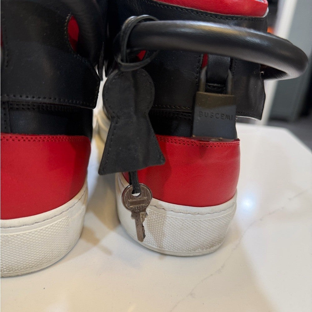 Buscemi Black and Red High-Top Sneakers