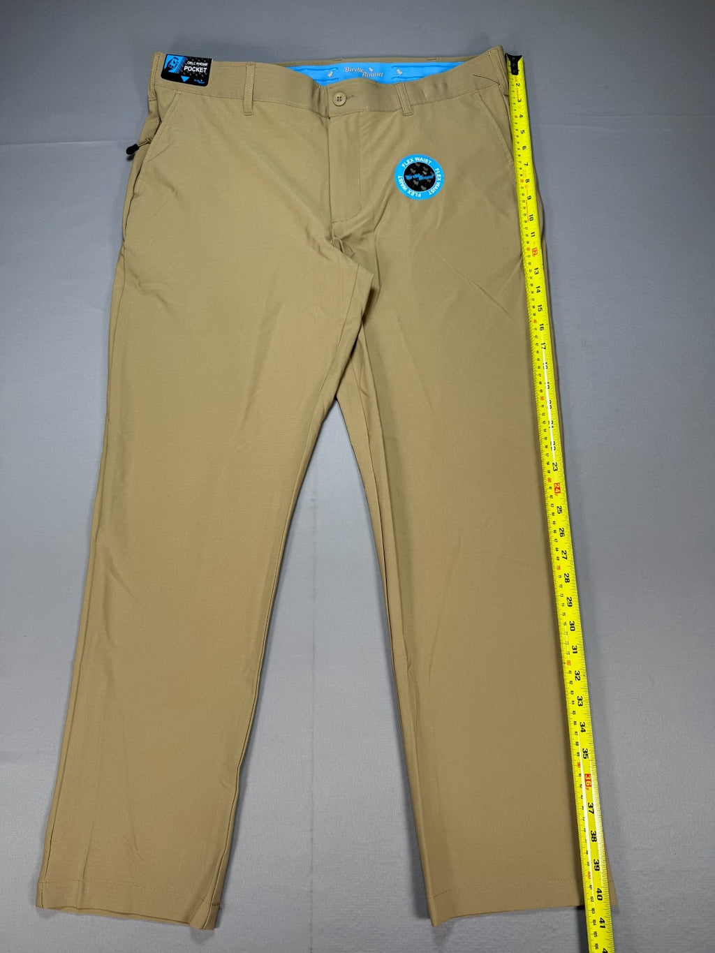Birdie Bound Regular Fit Golf Pants Men's 38x30 Beige Performance Straight Leg