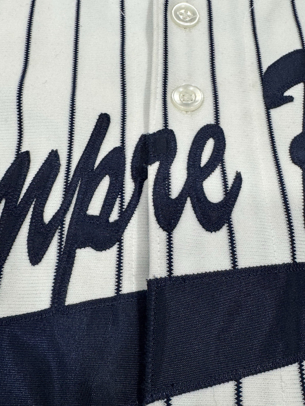 Vintage Athletic Knit SIEMPRE RICO DECHAMP Pinstripes Baseball Jersey Men Size L