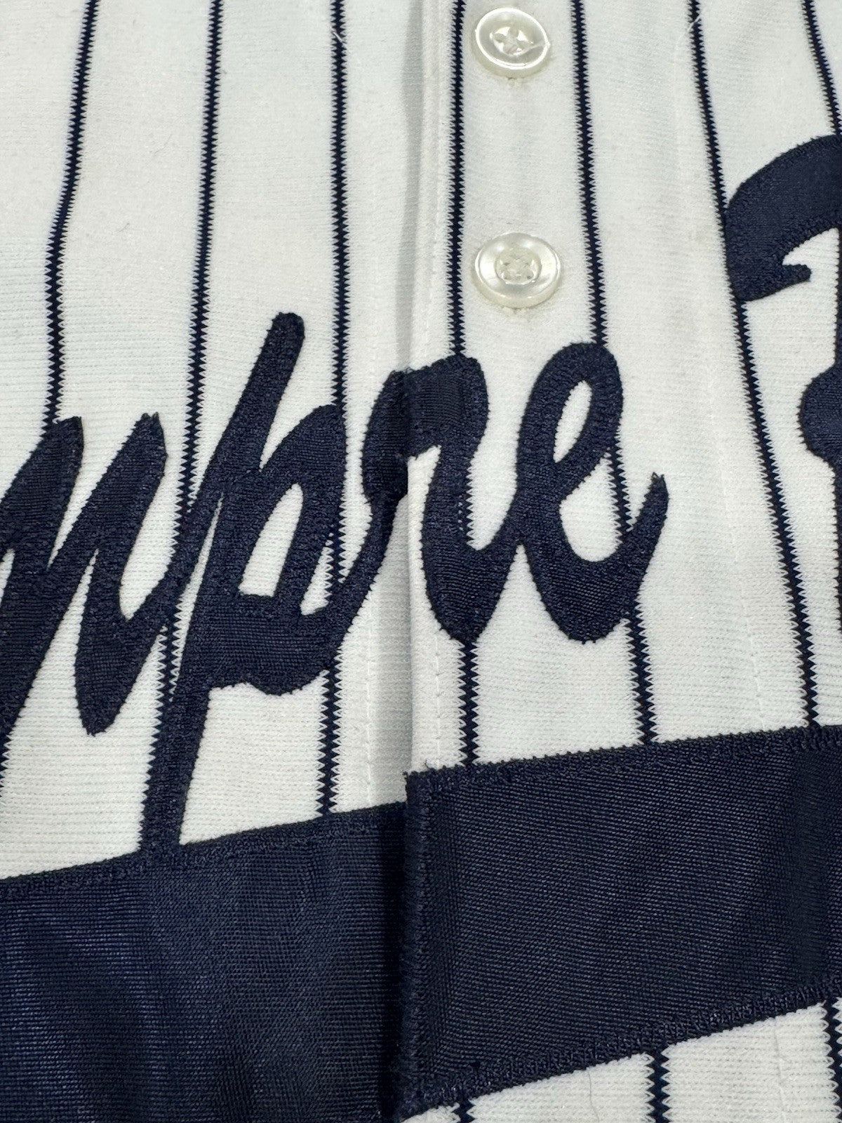 Vintage Athletic Knit SIEMPRE RICO DECHAMP Pinstripes Baseball Jersey Men Size L