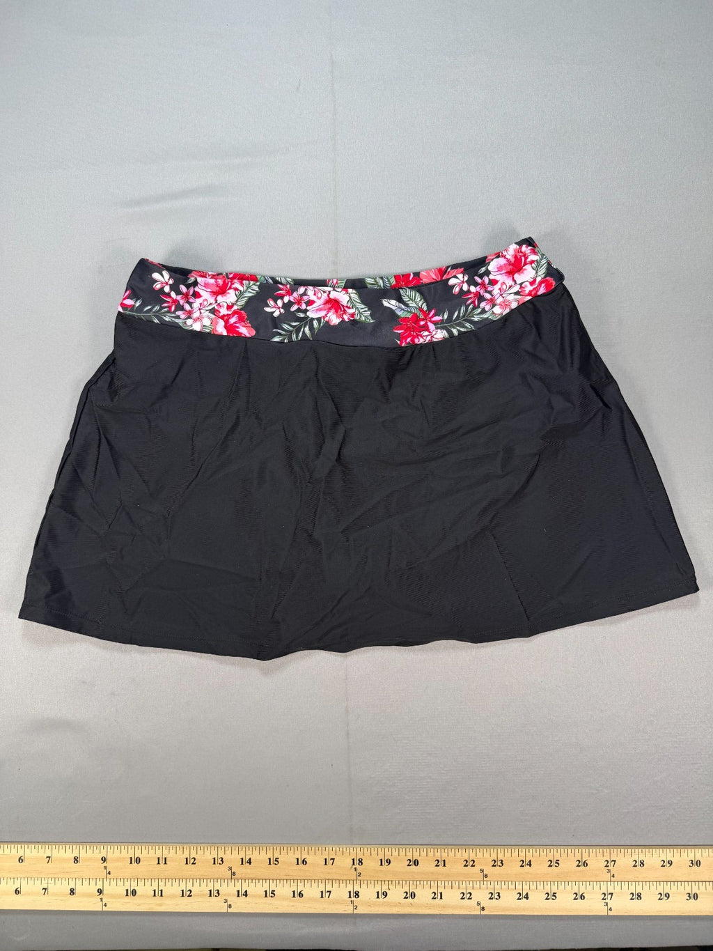 Gracyoga Two Piece Tankini V-Neck Swimsuit Women XL Black Pink Floral Skirt
