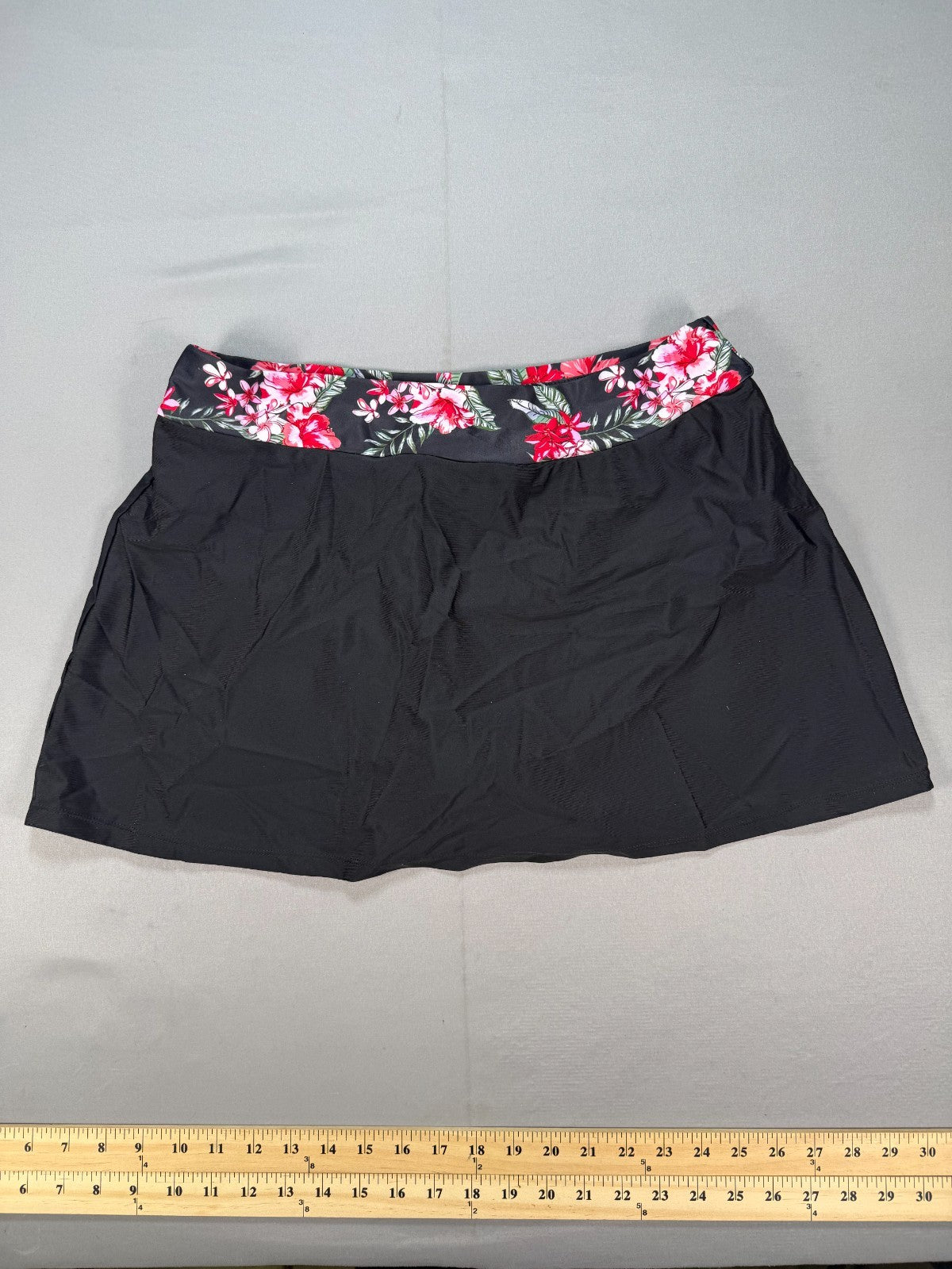 Gracyoga Two Piece Tankini V-Neck Swimsuit Women XL Black Pink Floral Skirt