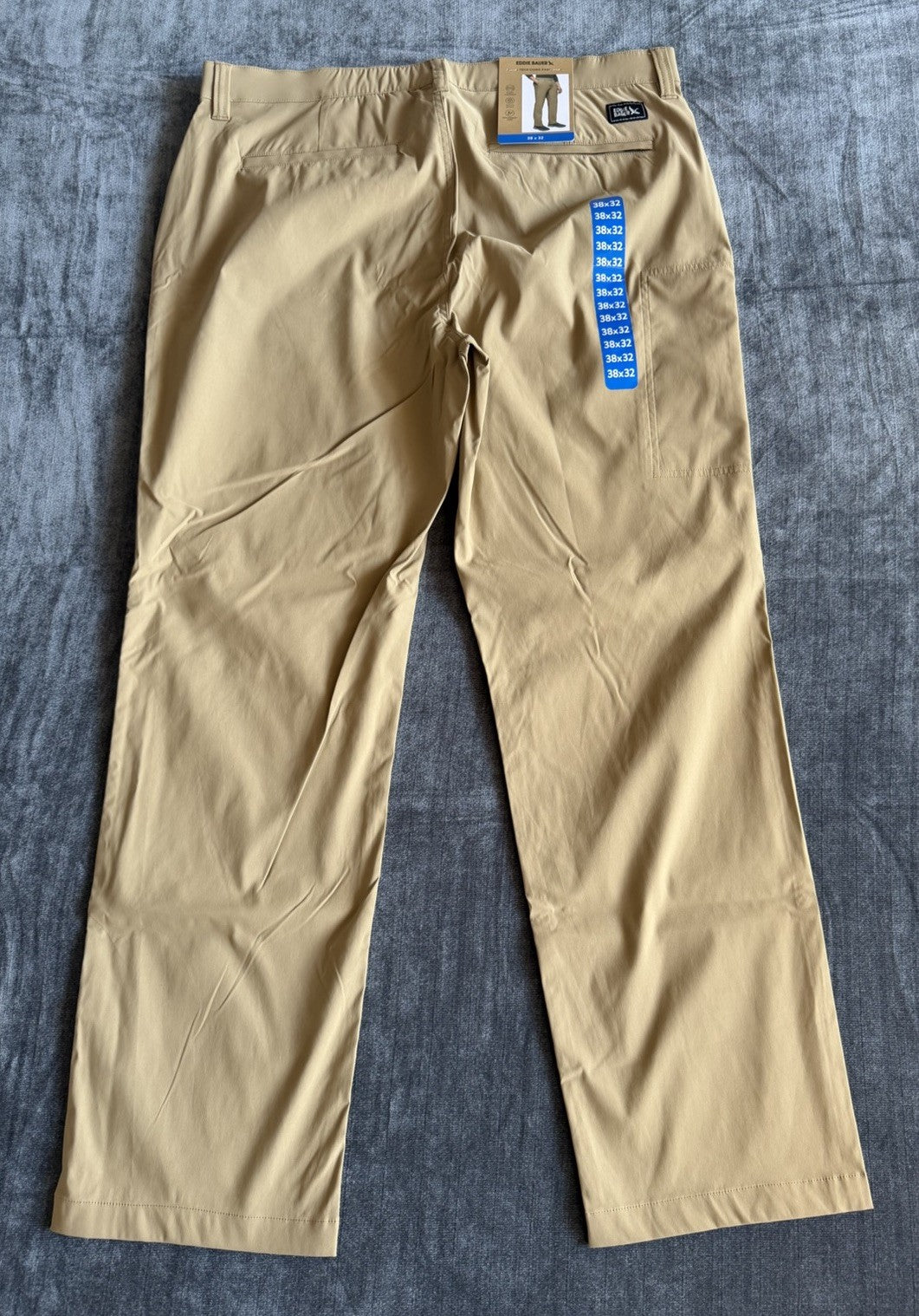 Eddie Bauer Pants Mens 38x32 Khaki Tech Chino Elastic Outdoor Stretch Travel NWT