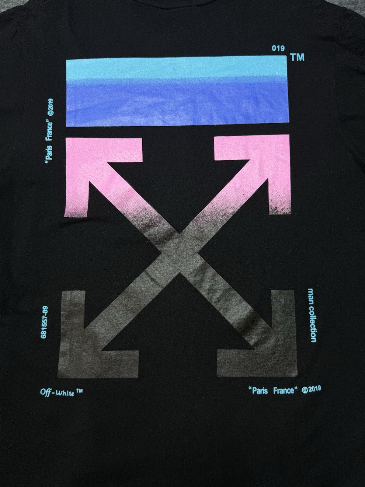 Off-White Men's Black Cotton T-Shirt Relaxed Fit Graphic Back Size Medium NEW