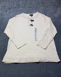 NWT Rafaella V-Neck Top Women's 1XL Cream Long Sleeve Classic Fit Crewneck Chain