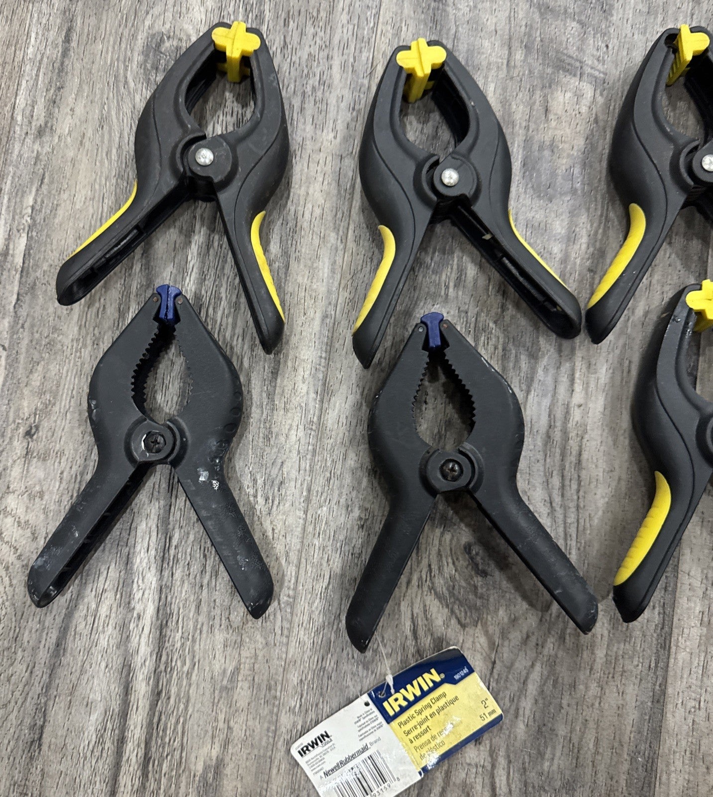 2 Irwin & 4 More Plastic Spring Clamp Clamps Woodworking 6 Pc Lot