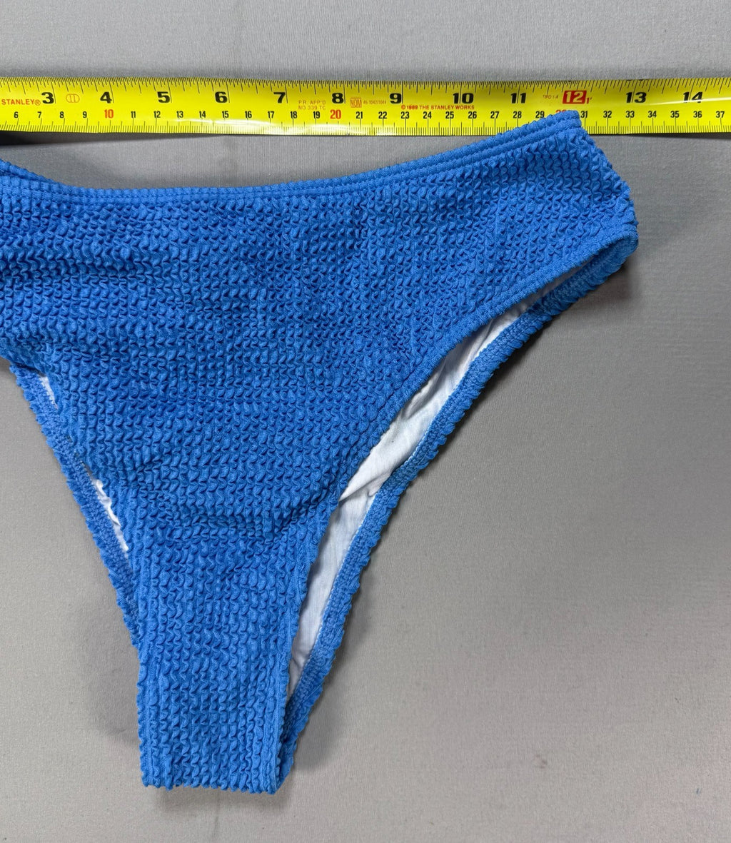 SHEIN Smocked Ring Linked Bikini Set Women Small Blue Textured High Cut Swimsuit