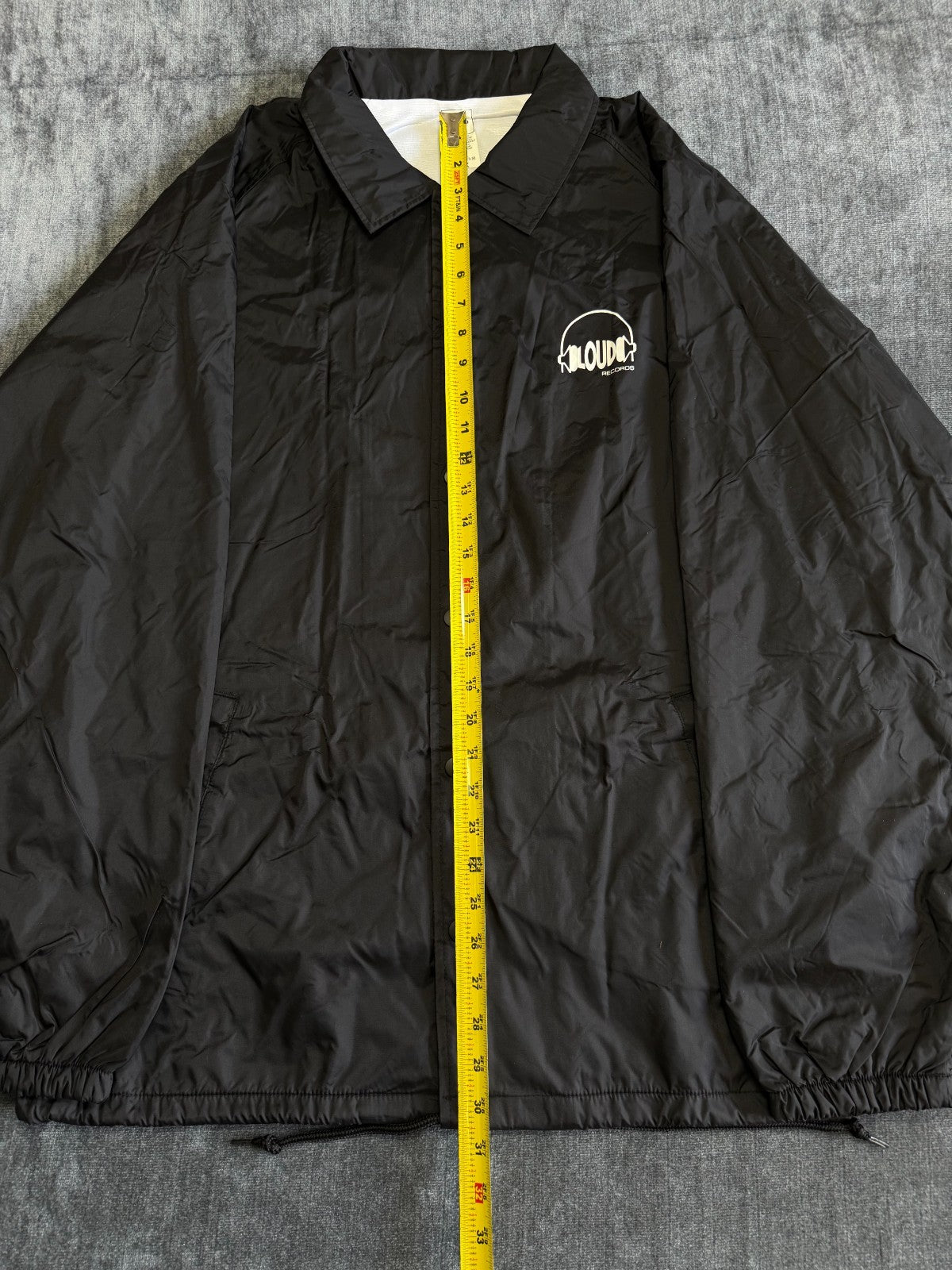 The Thread Shop Loud Records Coaches Jacket Mens 2X Black Long Sleeve 100% Nylon