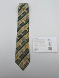 Vintage Yves Saint Laurent Necktie 100% Silk Tie Green Beige Floral Abstract Tie