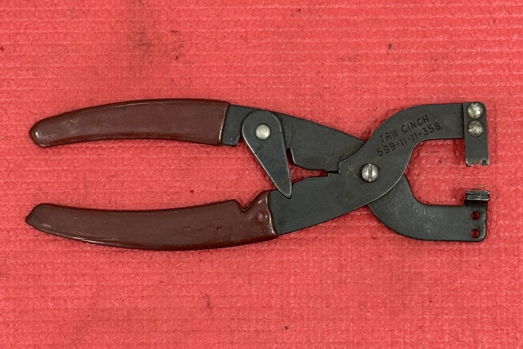 Vintage TRW Cinch 599-11-11-358 Hand Crimper Tool Red Handle