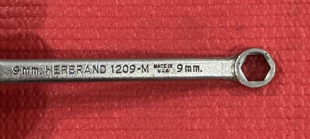 Vintage Herbrand Tools 1209-M 9mm 6 Point Combination Wrench Metric Made In USA