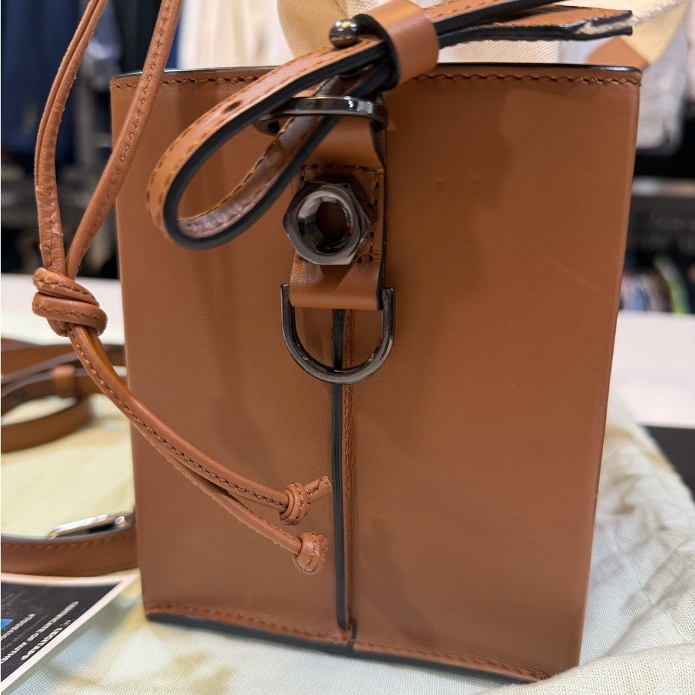Off-White Brown Leather BOX Bag - Unique!