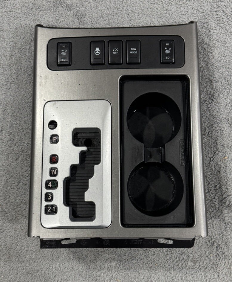 2008-2015 NISSAN ARMADA TITAN CENTER SHIFT SHIFTER TRIM BEZEL SILVER CUP HOLDER