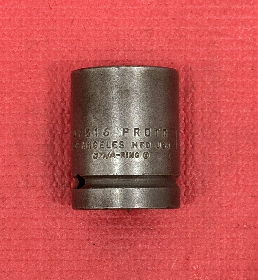 Vintage Proto Los Angeles Dyna-Ring 07516 3/4"Drive 1" Impact Socket Made In USA
