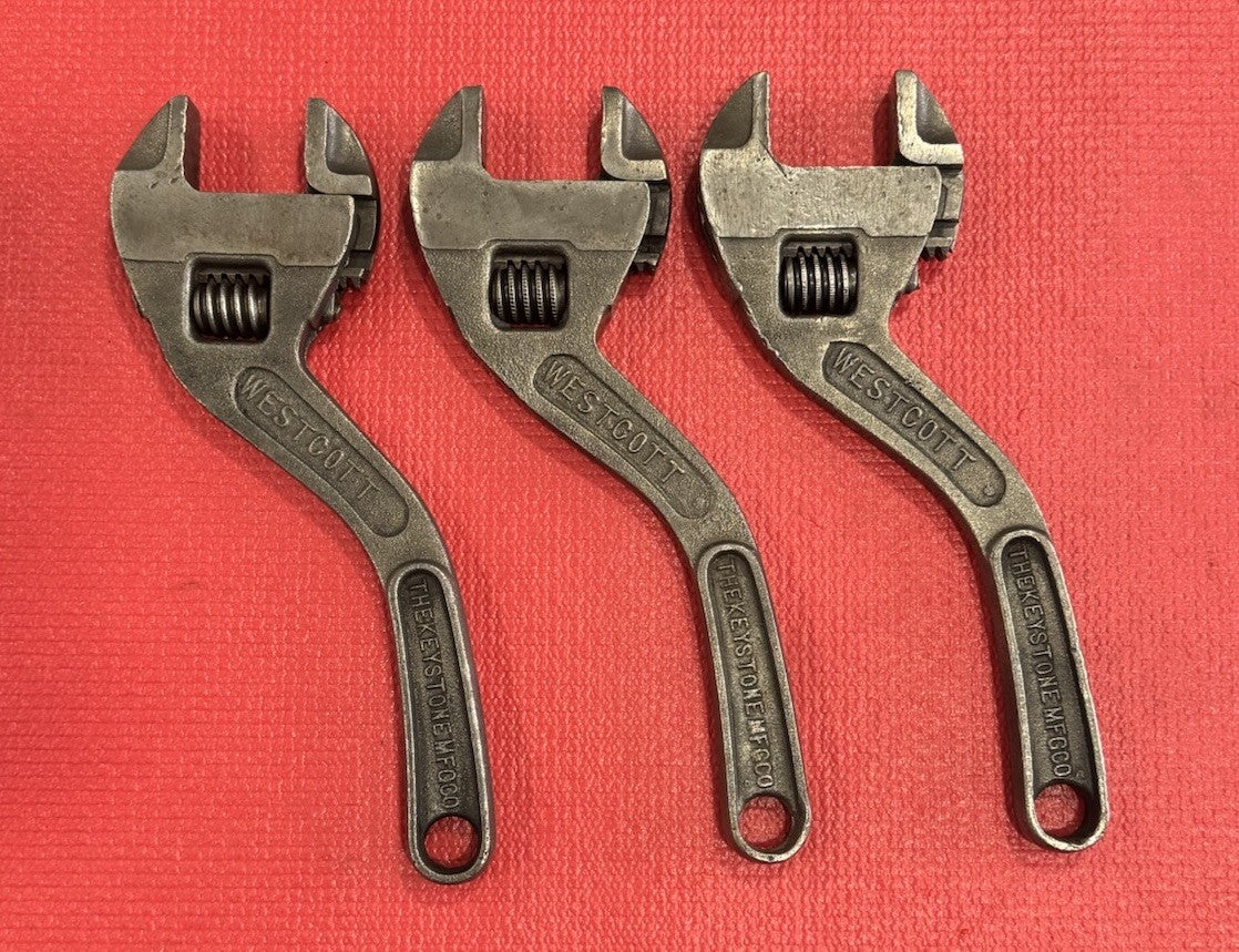 Westcott 10” No. 80 Adjustable Wrench Curved Handle Keystone MFG Buffalo 3pc Lot