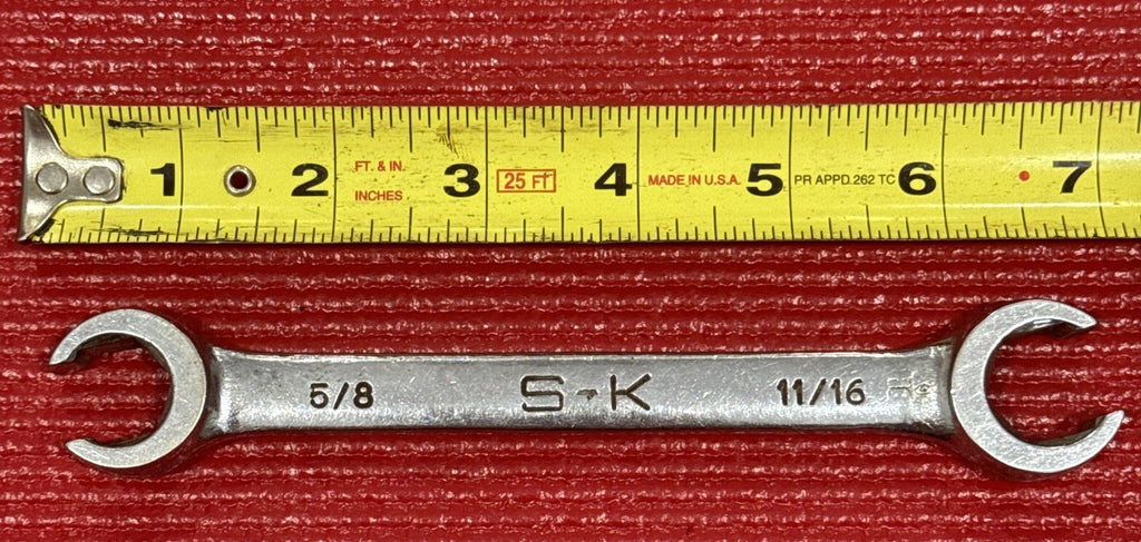 Vintage S-K Tools F-2022 5/8" X 11/16" Open End Flare Nut Wrench Made In USA Sk