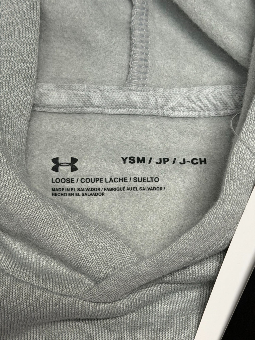 NWT Under Armour Rival Big Logo Fleece Hoodie Boys Small Light Grey Long Sleeve