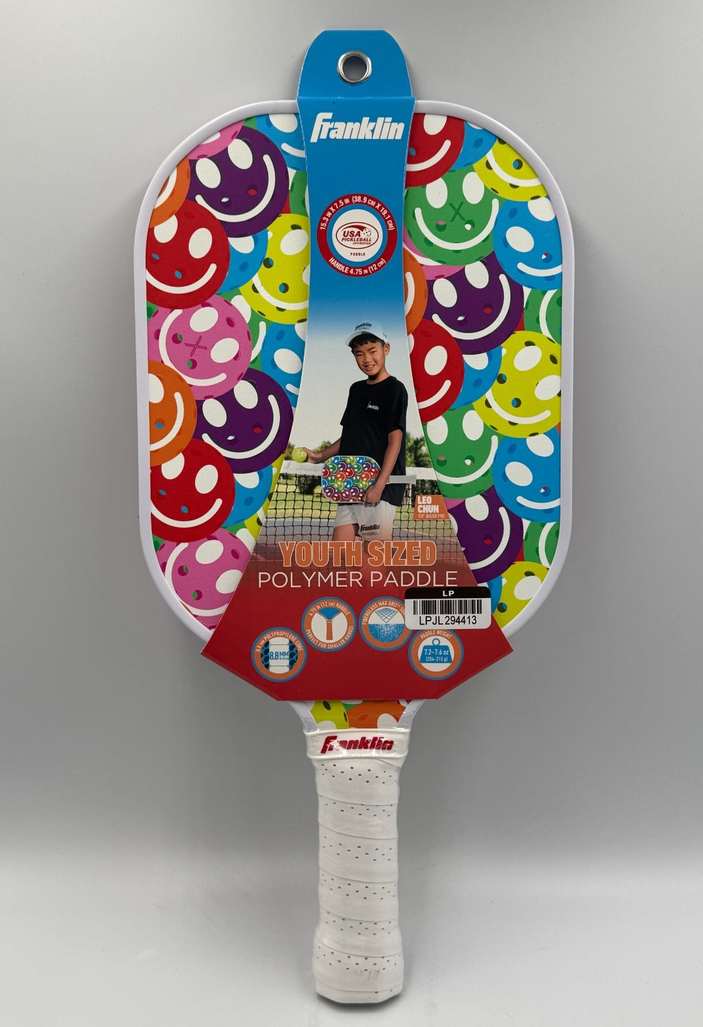 New Franklin Youth Pickleball Paddle Smiley Face Polymer Core Leo Chun Racquet