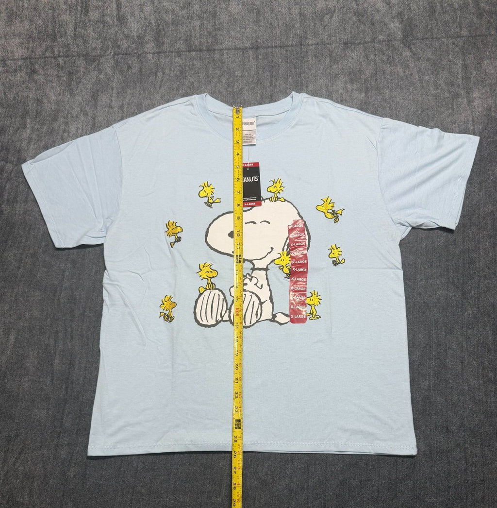 Peanuts Character Soft Short Sleeve Round Neck T-Shirt Women's XL Light Blue