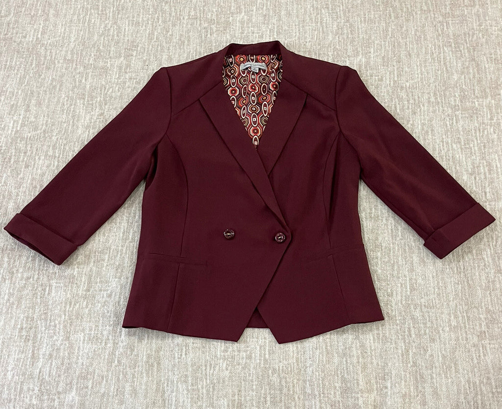 Danny & Nicole Burgundy Blazer Suit/ Jacket Top Size 8