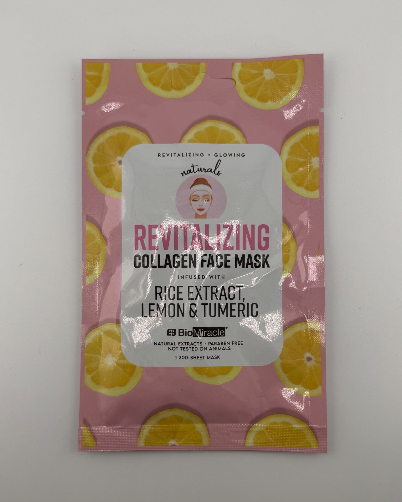 BioMiracle Naturals Revitalizing Lemon Tumeric Collagen Face Mask Sheet - 20g
