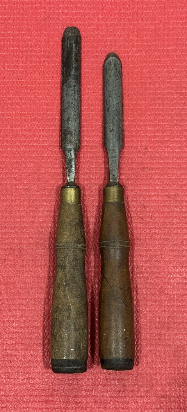 Vintage Antique Buck Bros. 2 Pieces Mortise chisel set Woodworking Old Tool RARE