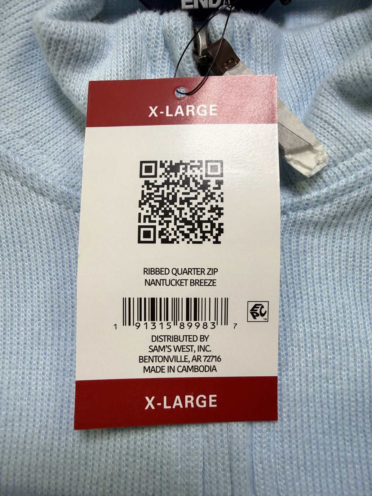 NWT Lands' End Soft & Cozy 1/4 Zip Pullover Men's XL Blue Long Sleeve Ribbed Hem