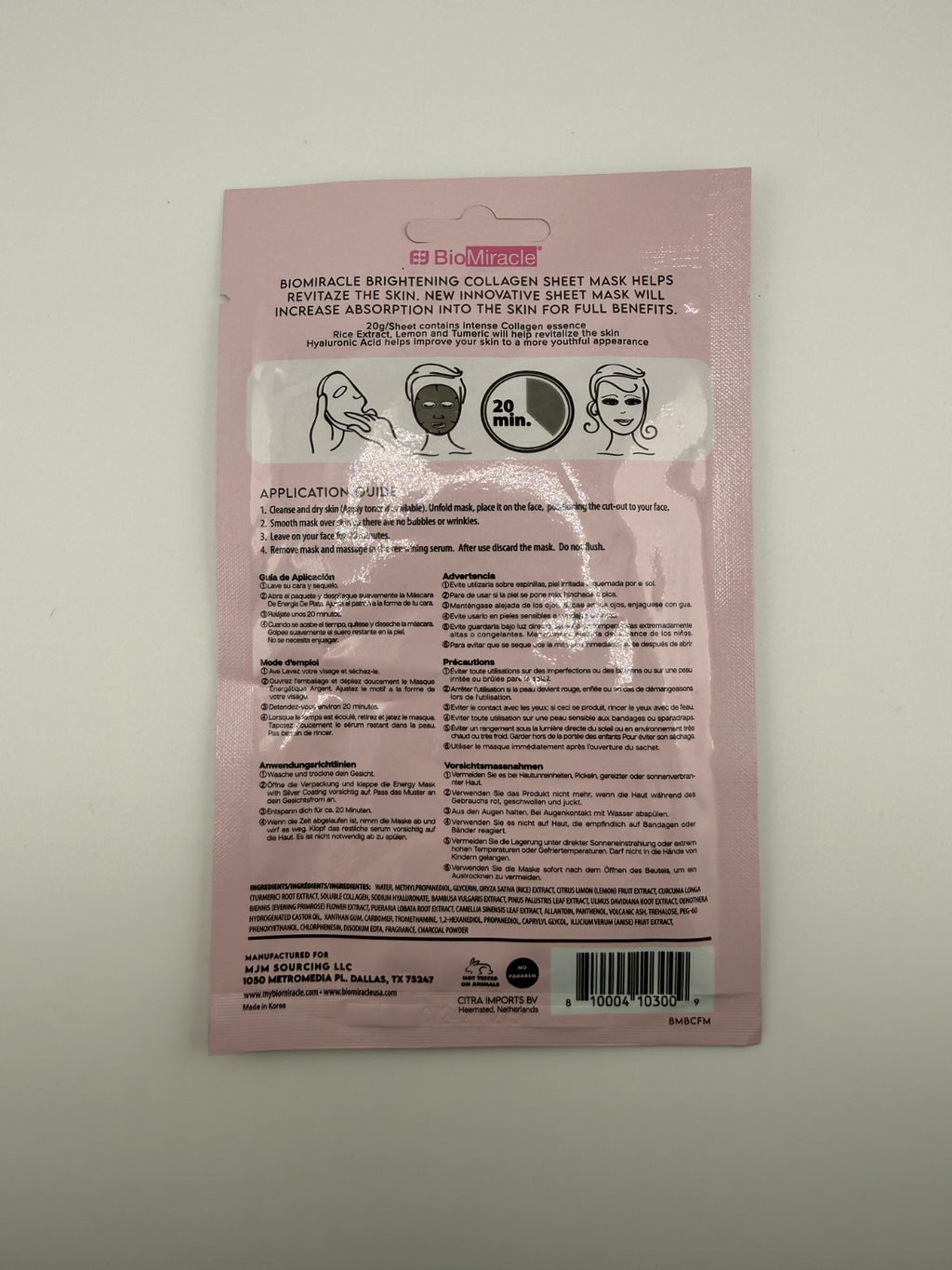 BioMiracle Naturals Revitalizing Lemon Tumeric Collagen Face Mask Sheet - 20g