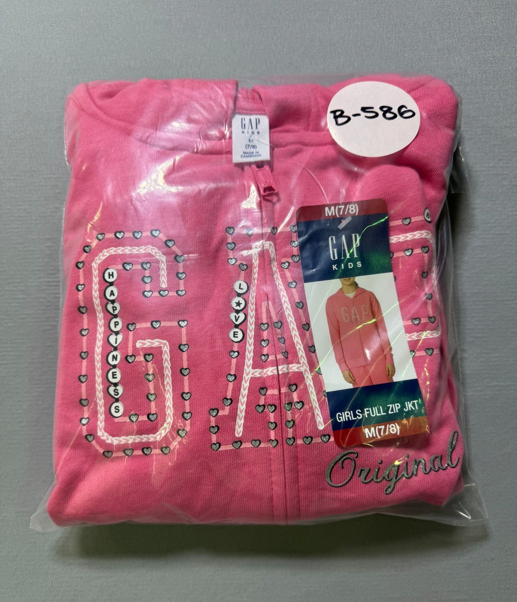 Gap Friendship Bracelet Design Full Zip Hoodie Girls Medium (7/8) Pink Preppy