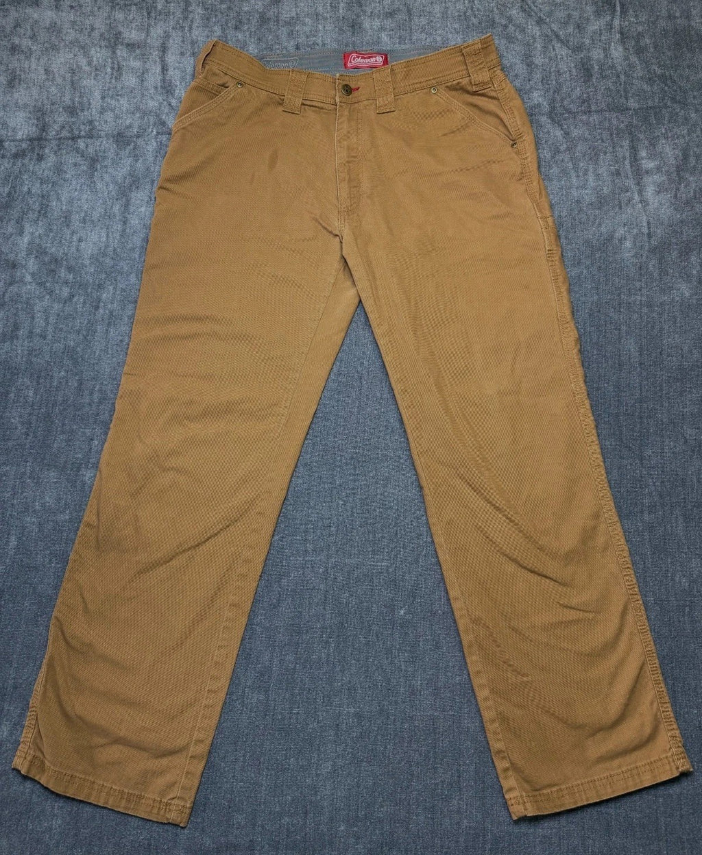 Coleman Work Pants Men's 34X32 Brown Straight Leg Cargo Pockets Pull-On Casual
