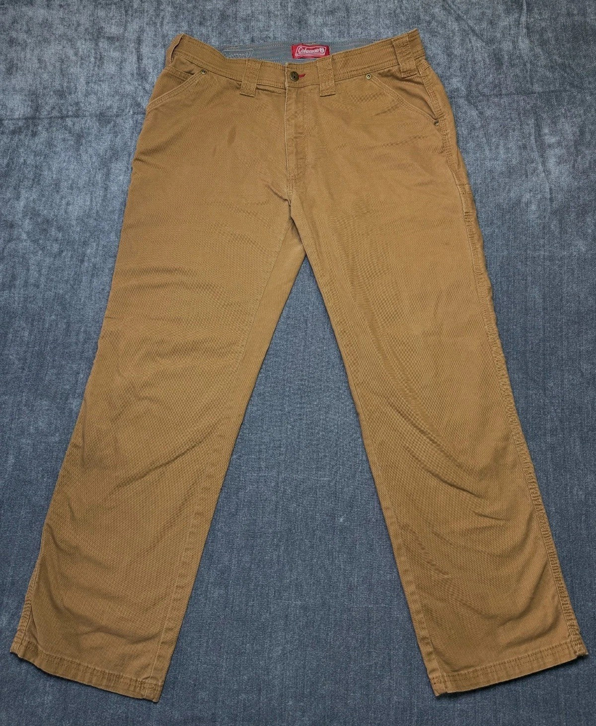 Coleman Work Pants Men's 34X32 Brown Straight Leg Cargo Pockets Pull-On Casual