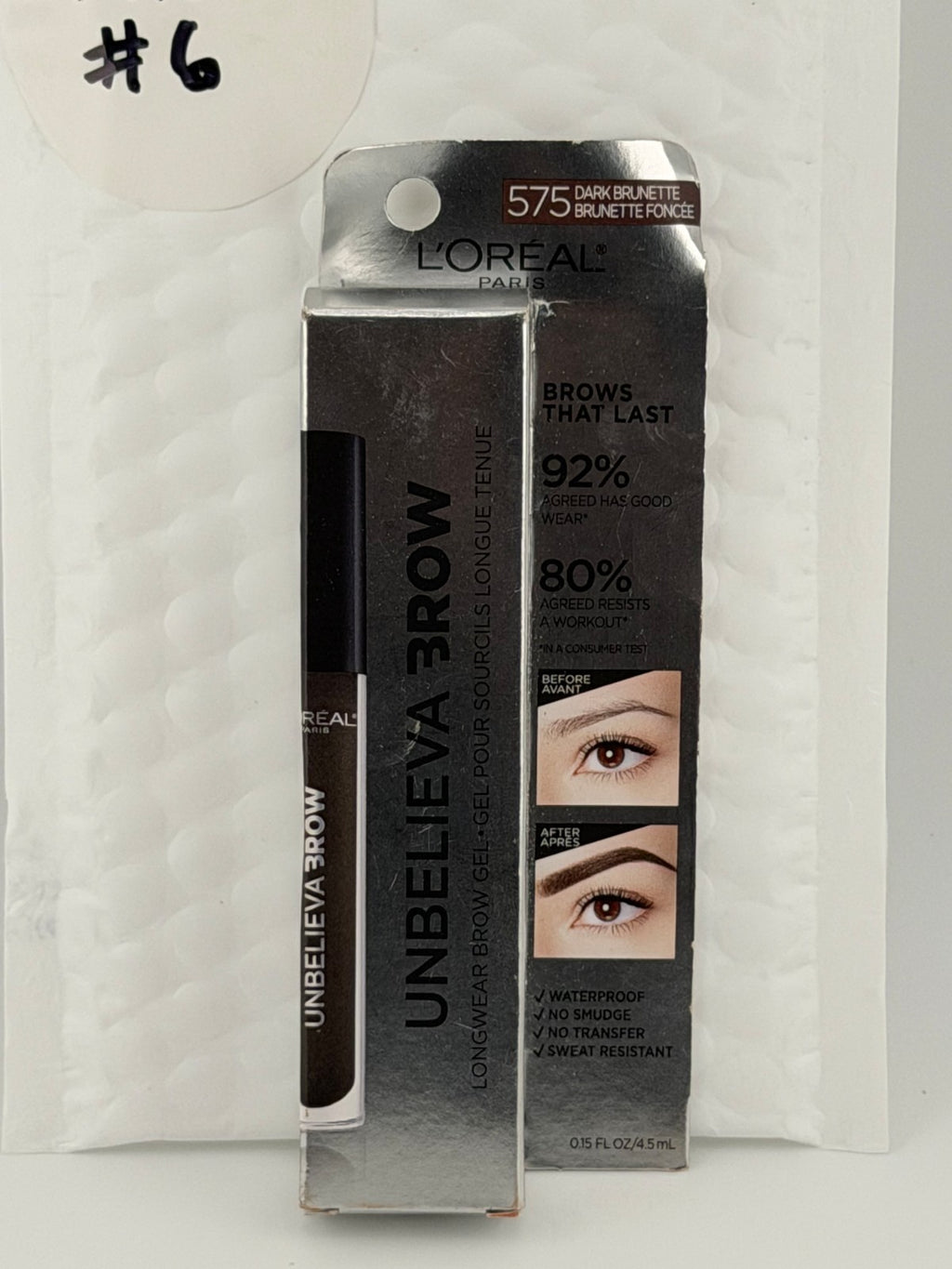 L'Oreal Paris Unbelieva-Brow Longwear Brow Gel, 575 Dark Brunette - 0.15 fl. oz