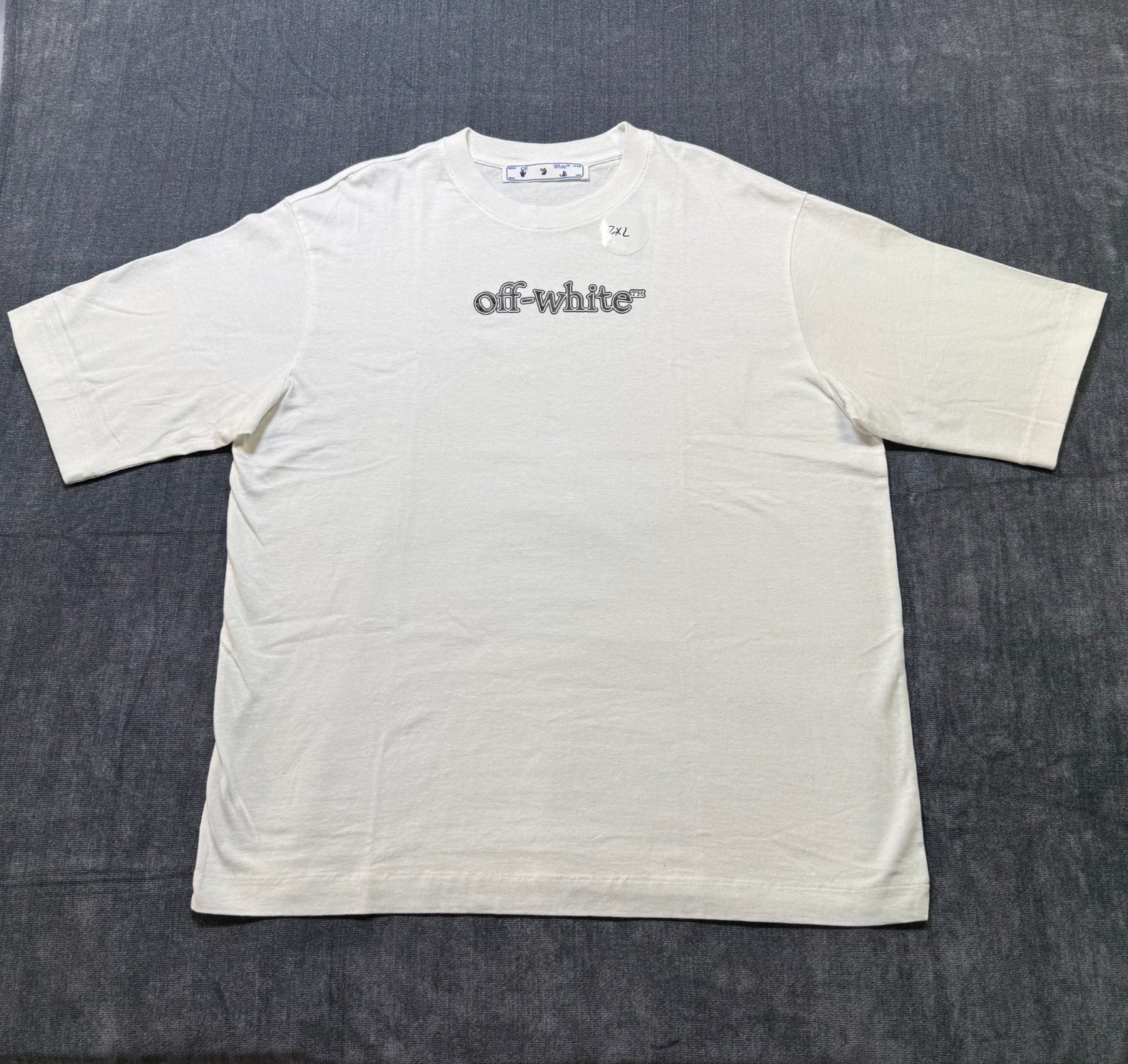 Off-White Logo T-Shirt Mens 2XL White Classic Pullover Short Sleeve Crew Neck