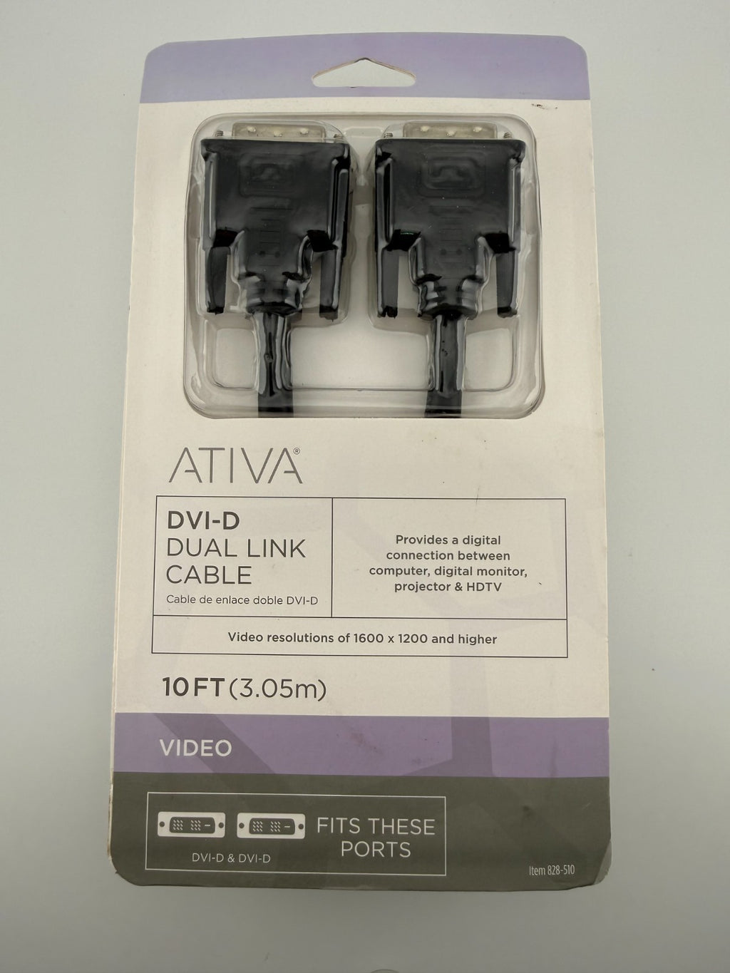 Ativa® DVI 828-510 Black Dual-Link HDTV & LCD Digital Monitor Cable - 10-Feet