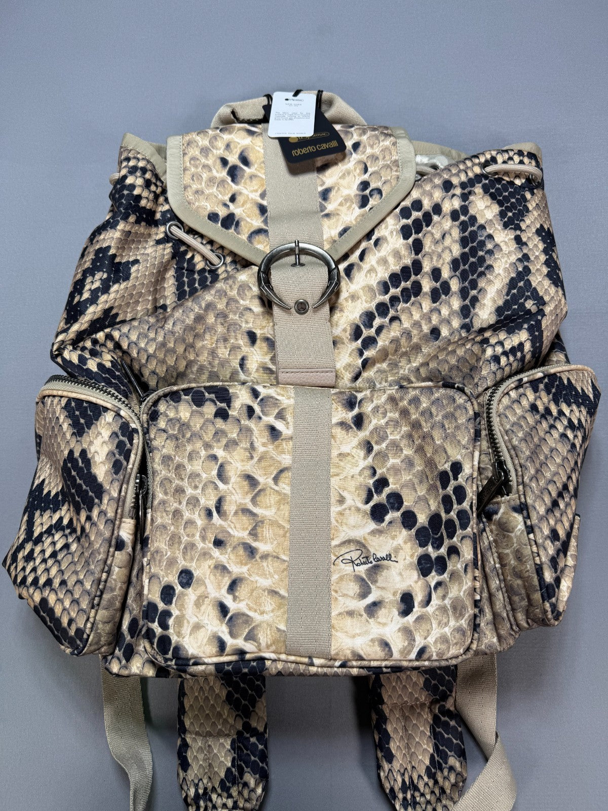 New LeSportsac x Roberto Cavalli Napoli Python Backpack Women's Light Brown