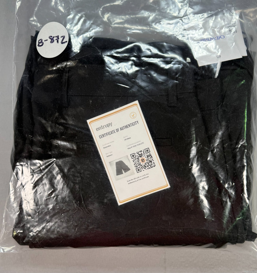 NWT Off-White OW Embroidered Drill Cargo Pants Men's 46 Black Pockets Workwear