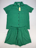 Ekouaer Pajama Set Women's Large Green Short Sleeve Button Down Short Sleeve
