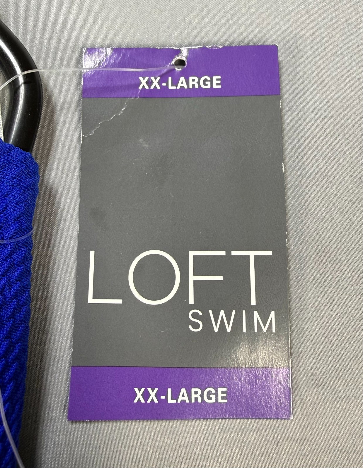 NWT Loft Asymmetrical Textured One-Piece Swimsuit Women's 2XL Blue Summer Beach