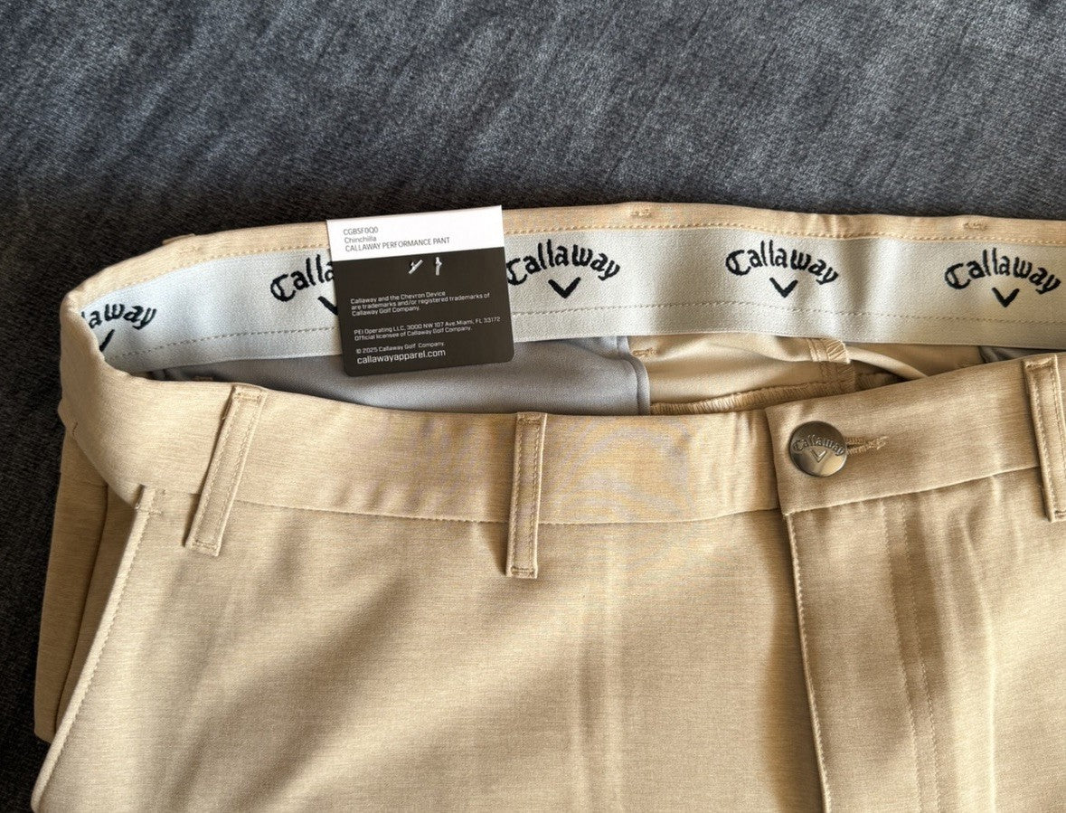 Callaway Opti-Dri Stretch Golf Pants Chinchilla Beige Mens 40x32 Performance NWT