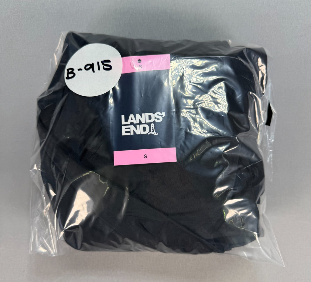 Lands' End Tulip Wrap One-Piece Swim Dress Women's Small Black Sleeveless Preppy