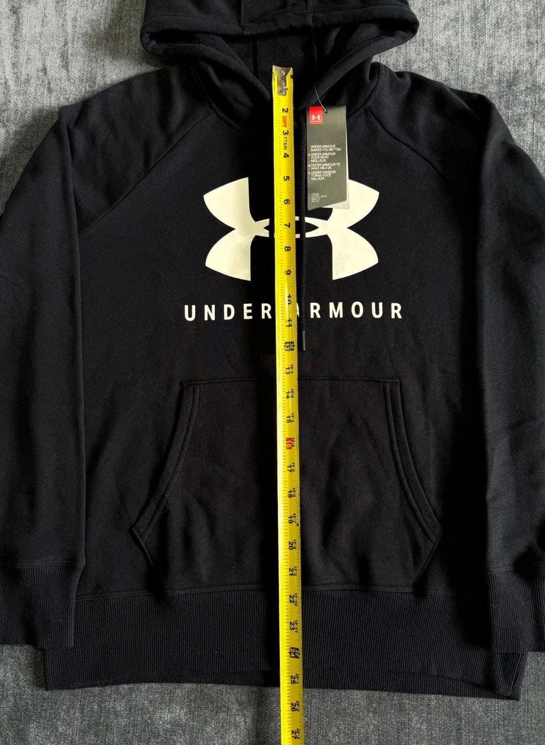 NWT Under Armour Rival Fleece Sportstyle Graphic Hoodie Men's Small Black Y2K