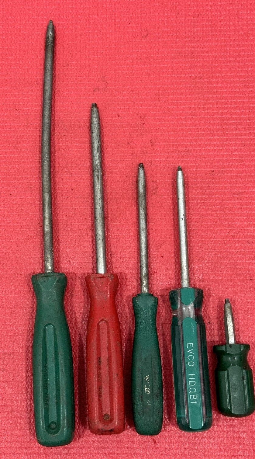 Vintage 5 PC Set Lot Robertson , Evco & More  Square Head Screwdriver Set