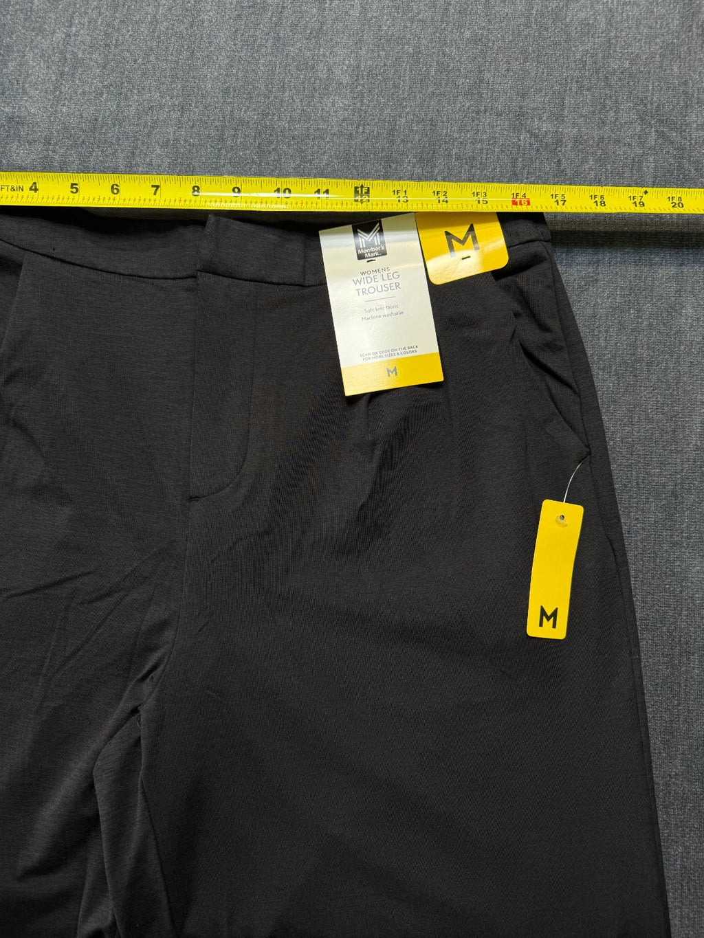 NWT Member's Mark Wide Leg Trouser Women Medium Black Slash Pockets Casual Wear