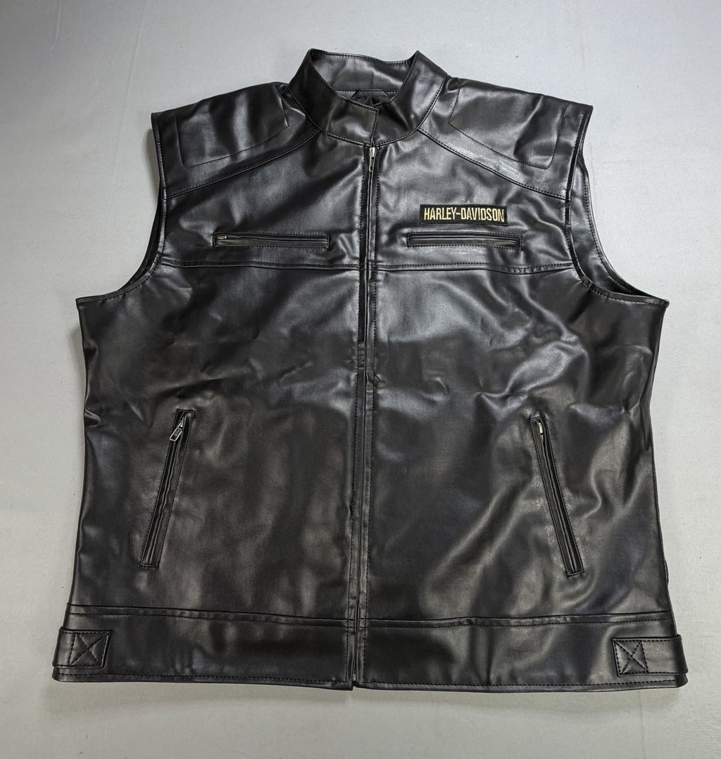 Real Leather Harley Davidson Vest Men’s 2XL Passing Link Motorcycle Biker Jacket