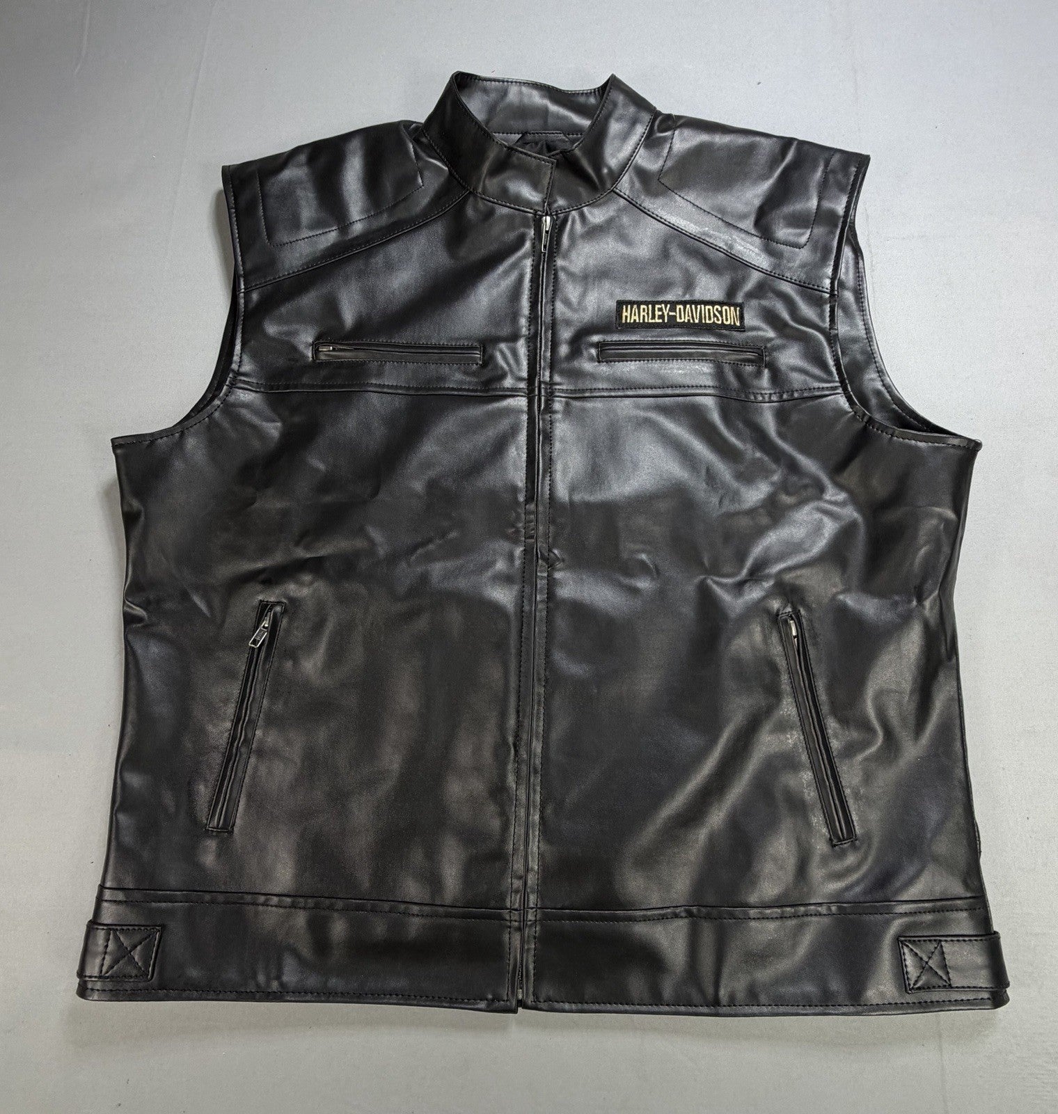 Real Leather Harley Davidson Vest Men’s 2XL Passing Link Motorcycle Biker Jacket