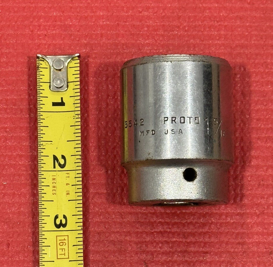 Vintage Proto 5542, 3/4" Drive Chrome 1-5/16" Socket 12PT Made in USA